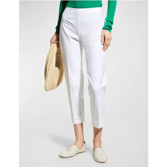Piazza Sempione Pants - Piazza Sempione High-Rise Straight Leg Trousers - White, Formal, Career‎